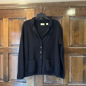 Limited America Sweater Size Large 100% Wool Cardigan Black Vintage Women’s